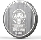 Viking Revolution Unscented Beard Balm for Men - Beard Butter with Argan Oil and Jojoba Oil Softener and Moisturizer Styling Balm - Gifts for Men with Beeswax and Shea Butter (1 Pack, 2oz)