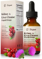 Kidney Cleanse Drops with Cranberry Extract, Milk Thistle, Chanca Piedra & Artichoke - Herbal Supplement for Liver Kidney Detox & Urinary Tract Support, 60ml