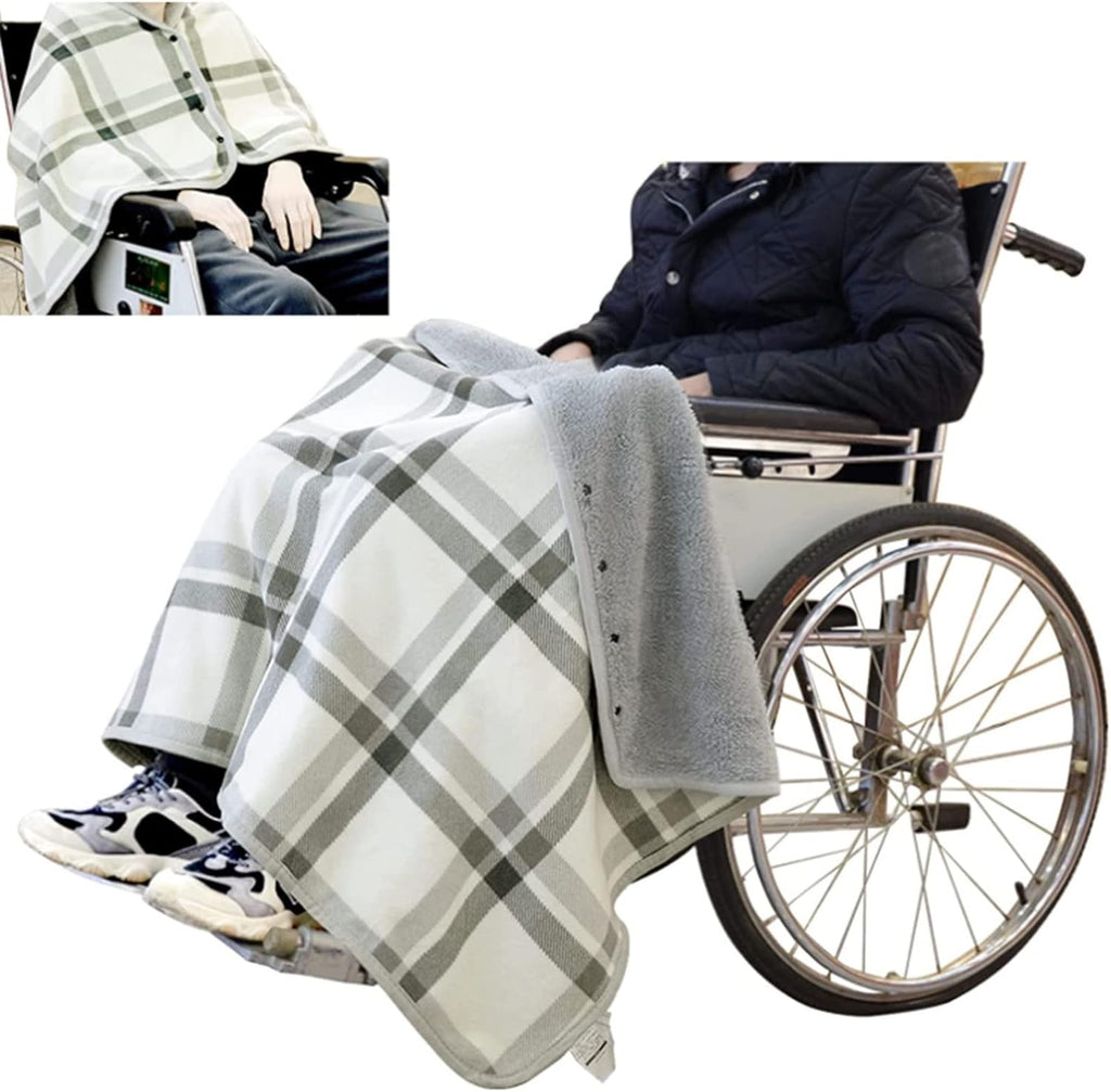 ROBOTA Wheelchair Warmer Cover Blanket, Scarf Blanket for Adults Flannel Lining Wheelchair Poncho Knee Blanket Leg Blanket Portable Warm Blanket Cape Poncho for Wheelchair Users, 80x130cm, XX999
