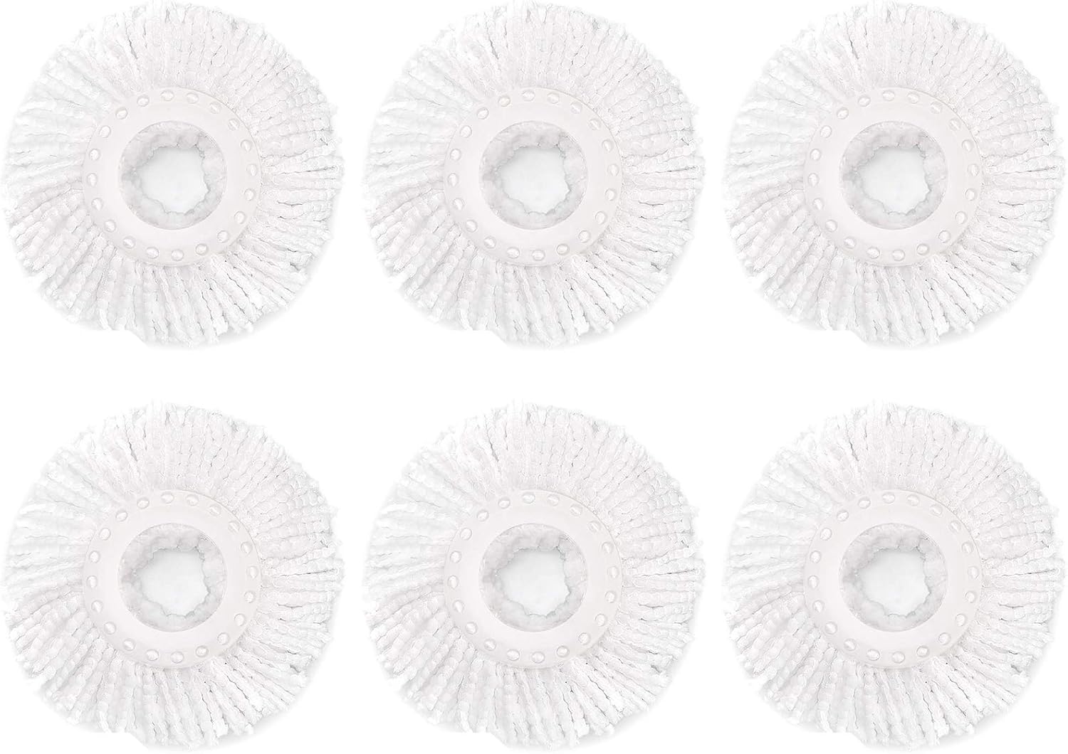 6 Pack Spin Mop Replacement Head for Hurrica, Mopnad, Cassabel and Other 360 Spin Mop Systems, Microfiber Spin Mop Refills (6pc-White)