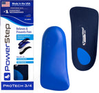 PowerStep ProTech 3/4 Orthotic Insoles - Medical Grade Arch Support Inserts for Plantar Fasciitis Relief- Made in USA - Maximum Cushioning + ShockAbsorb Orthotics (M 4-4.5 W 6-6.5)