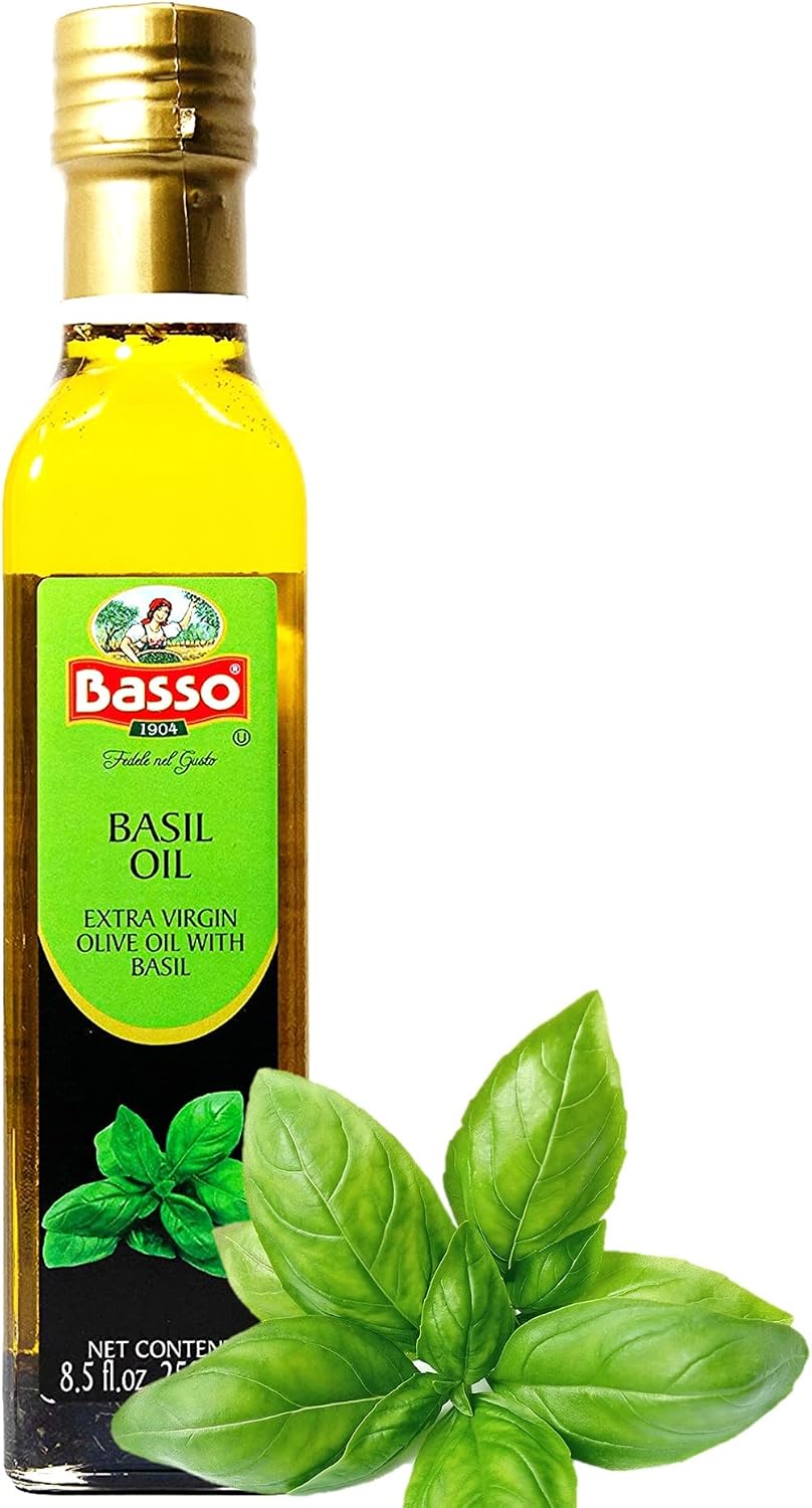 Basil Extra Virgin Olive Oil for Dipping and Tasting 8.5 Fl Oz (250 ml)