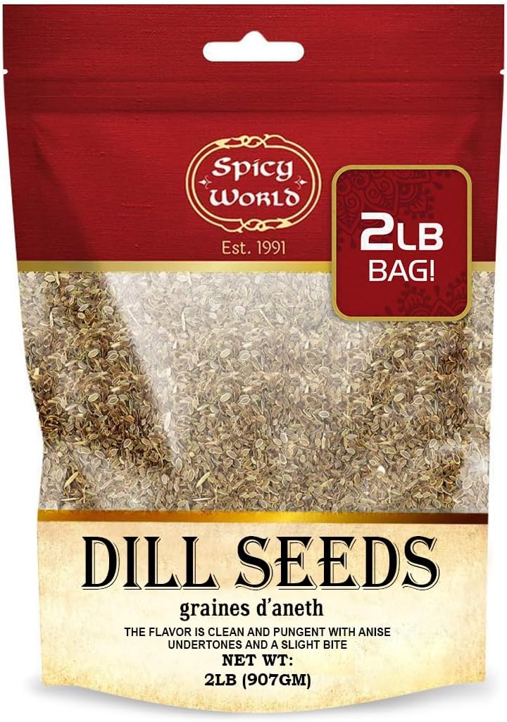 Spicy World Dill Seeds 2 LB Bulk Bag - Whole Spice | Perfect for Pickling and Eating | Resealable Bag