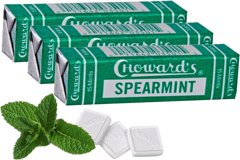 Choward's Spearmint Candy Bags | Unique Aromatic Flavors for Everyday Freshness | Perfect for Travel, Sharing, and Gifting | Distinctive Taste in Convenient Packaging | 3 Pack (15 Mints Per Package)