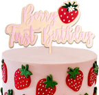 Berry First Birthday Cake Topper - Strawberry Theme Cake Topper, Berry Sweet One First Birthday Cake Decoration for Party, Anniversary, Photo Props, Cake Smash…