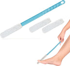 Burlingham's Toe and Foot Towel Brush with Reusable Drying Covers Long 17” Handle for Cleaning Between Toes, Soft Skin Exfoliation,for Seniors, Adults, Kids (Toe Towel Brush + 3 Covers)