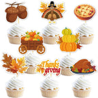 24 Pcs Thanksgiving Day Decoration Cupcake Toppers, Fall Theme Turkey Maple Leaf Pumpkin - Cake Picks for Thanksgiving Party Supplies (Mixed B)