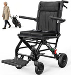 Wheelchair for Adults Transport Chair Lightweight Foldable with Telescopic Handle, 20 Lbs Compact Portable Folding Travel Wheel Chairs for Seniors(Black)