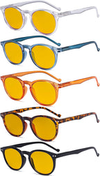 Eyekepper 5-Pack Oval Round Spring Hinges Eyeglasses Includes Sunglasses