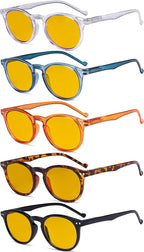 Eyekepper 5-Pack Oval Round Spring Hinges Eyeglasses Includes Sunglasses