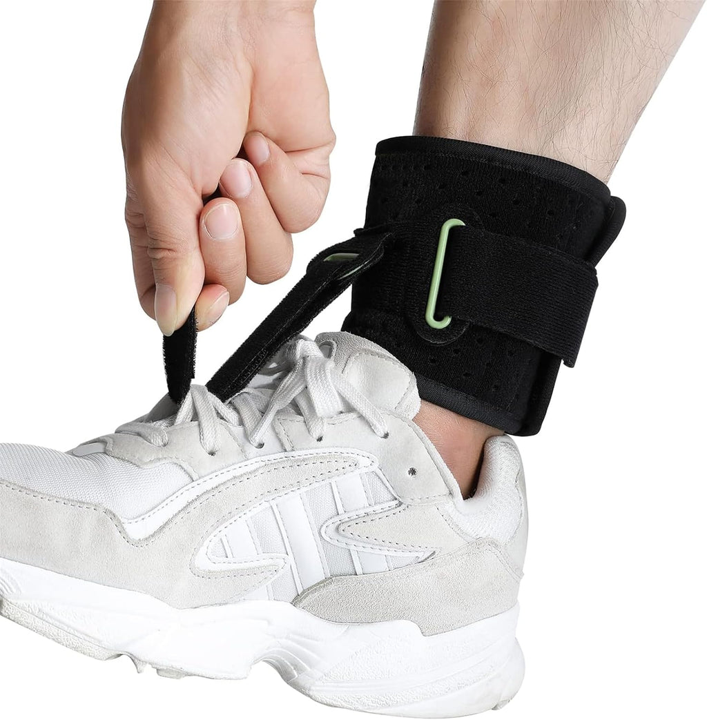 Adjustable Drop Foot Brace Foot Up AFO Brace Unisex Fits for Right/Left Foot Orthosis Ankle Brace Support, Improve Walking Gait, Effective Relieve Pain for Achilles Tendon (Black)