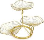 OwnMy 3-Tier Fruit Basket Stand Decorative Iron Fruit Bowl, Metal Wire Fruit Holder Storage Trays Table Countertop Holder for Vegetables Bread Snack, Modern Fruit Bowls for Kitchen Home Use