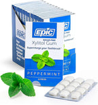 Epic 100% Xylitol Peppermint Chewing Gum - Sugar Free, Aspartame Free Dental Gum - Supports Oral Health & Fresh Breath - 12 Pieces (Pack of 12)