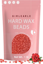 GIRLEARLE 1LB Hard Wax Beads for Hair Removal, Low Melt Hard Wax Beads with Red Rose Formula, Wax Beads for Brazilian Waxing & Sensitive Skin, Stripless Hard Wax for Bikini, Face & Body At-Home Waxing