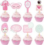 Spa Cupcake Toppers Spa Party Cake Decorations Birthday Supplies for Girls Night Slumber Sleepover Party