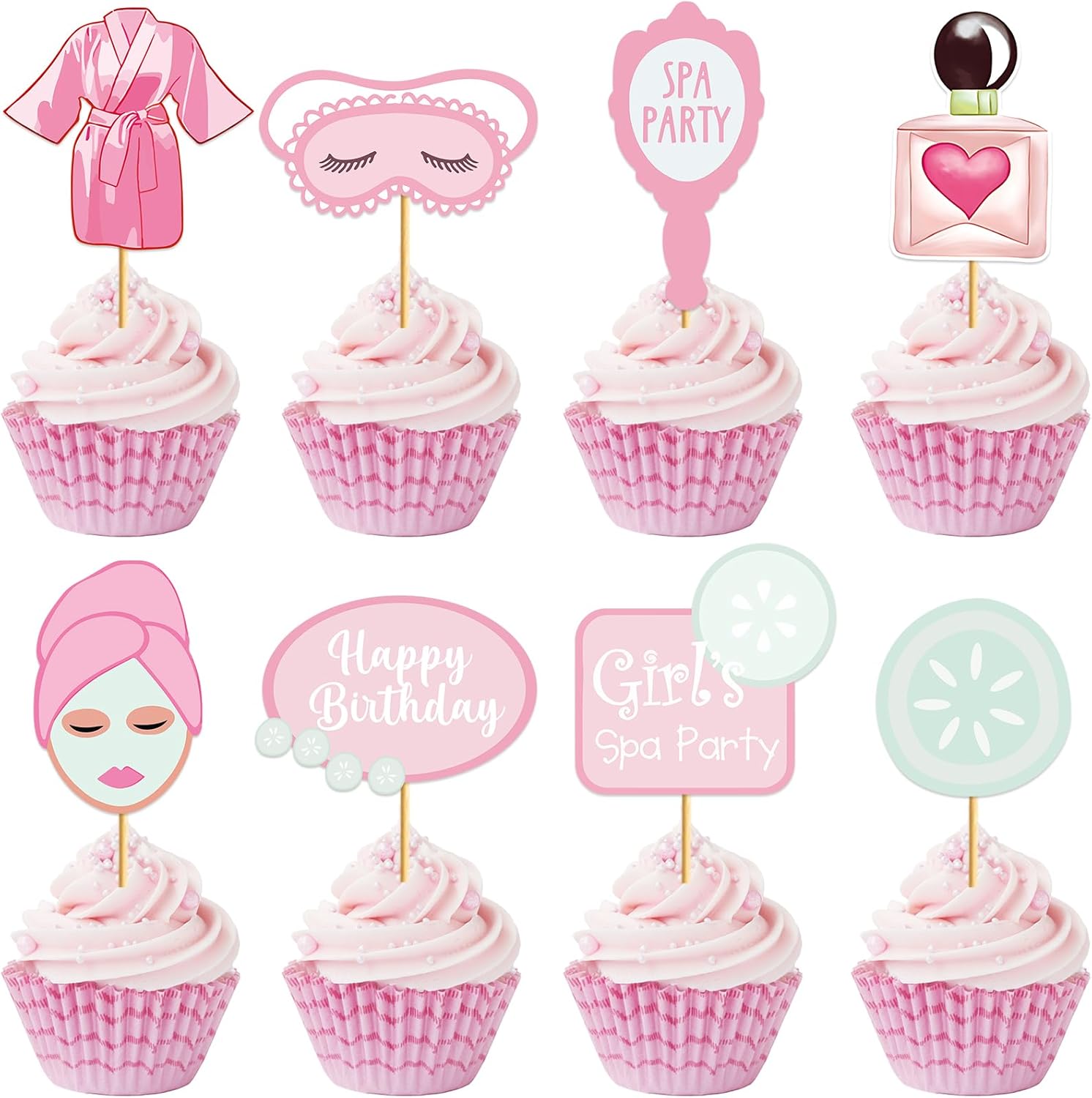 Spa Cupcake Toppers Spa Party Cake Decorations Birthday Supplies for Girls Night Slumber Sleepover Party