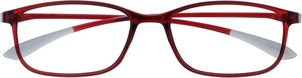 OPULIZE ICE Reading glasses for Women Men,Scratch Resistant Rectangular frame with Spring Hinges, Crystal Dark Red With Grey Tips +2.5 (Pack of 1)
