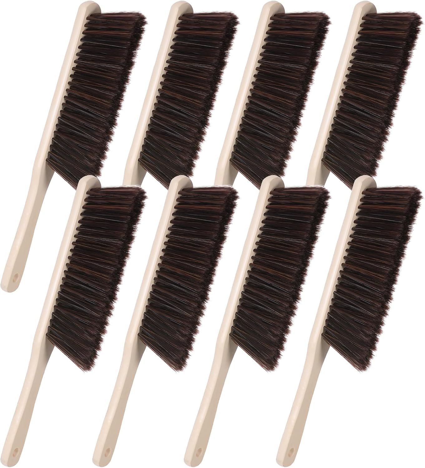 8 Pieces Hand Broom Brush Woooden Dust Brush Bulk Bench Brushes with Long Wood Handle Soft Bristle Whisk Broom Hand Held for Counter Bed Sofa Bench Car Fireplace Clothes Household Cleaning