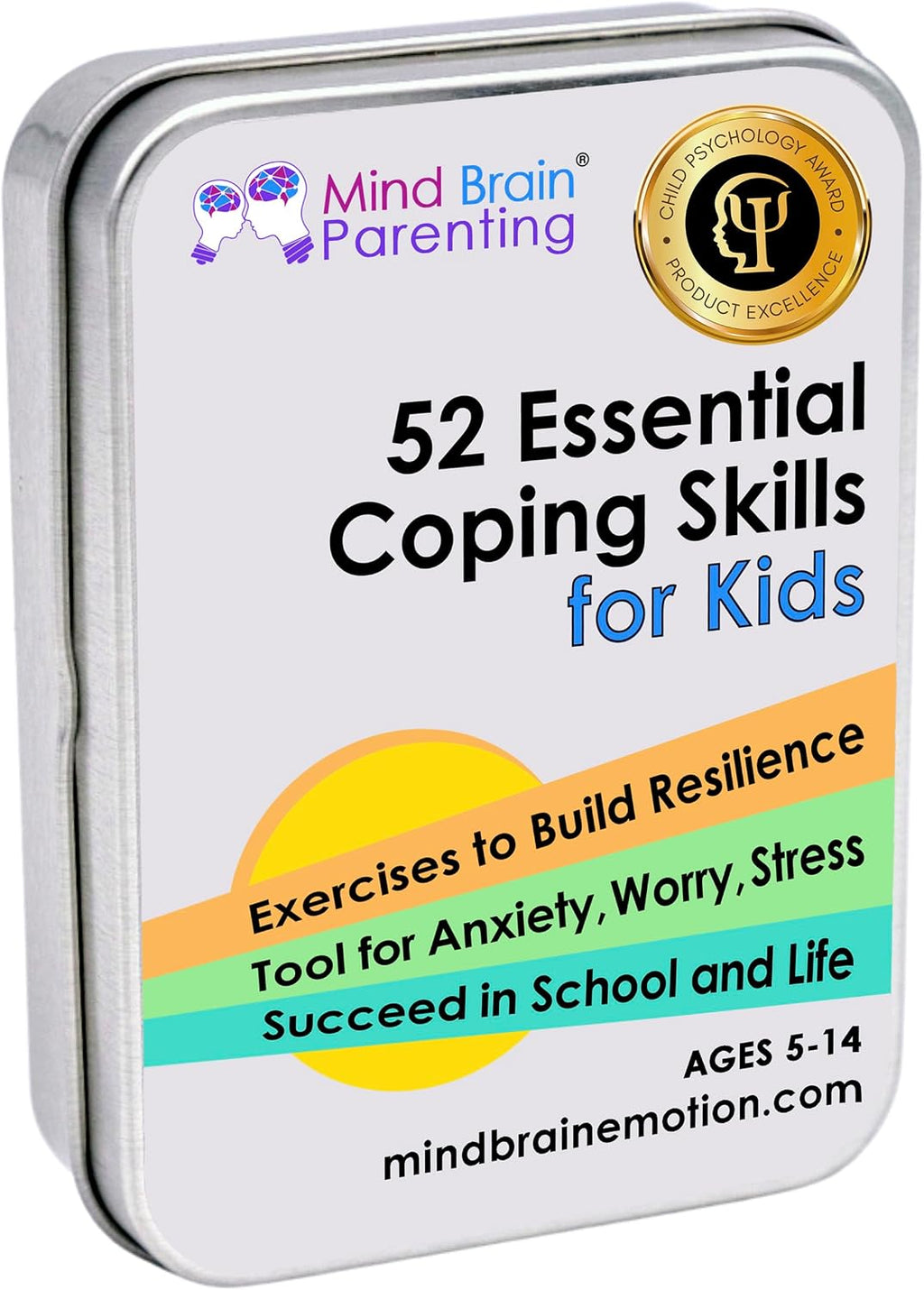 Mind Brain Emotion 52 Essential Coping Skills for Kids: Mindfulness CBT Cards for Stress, Anxiety, Anger, Executive Functioning, Coping Strategies for Anxious Generation, Family, School Therapy Game