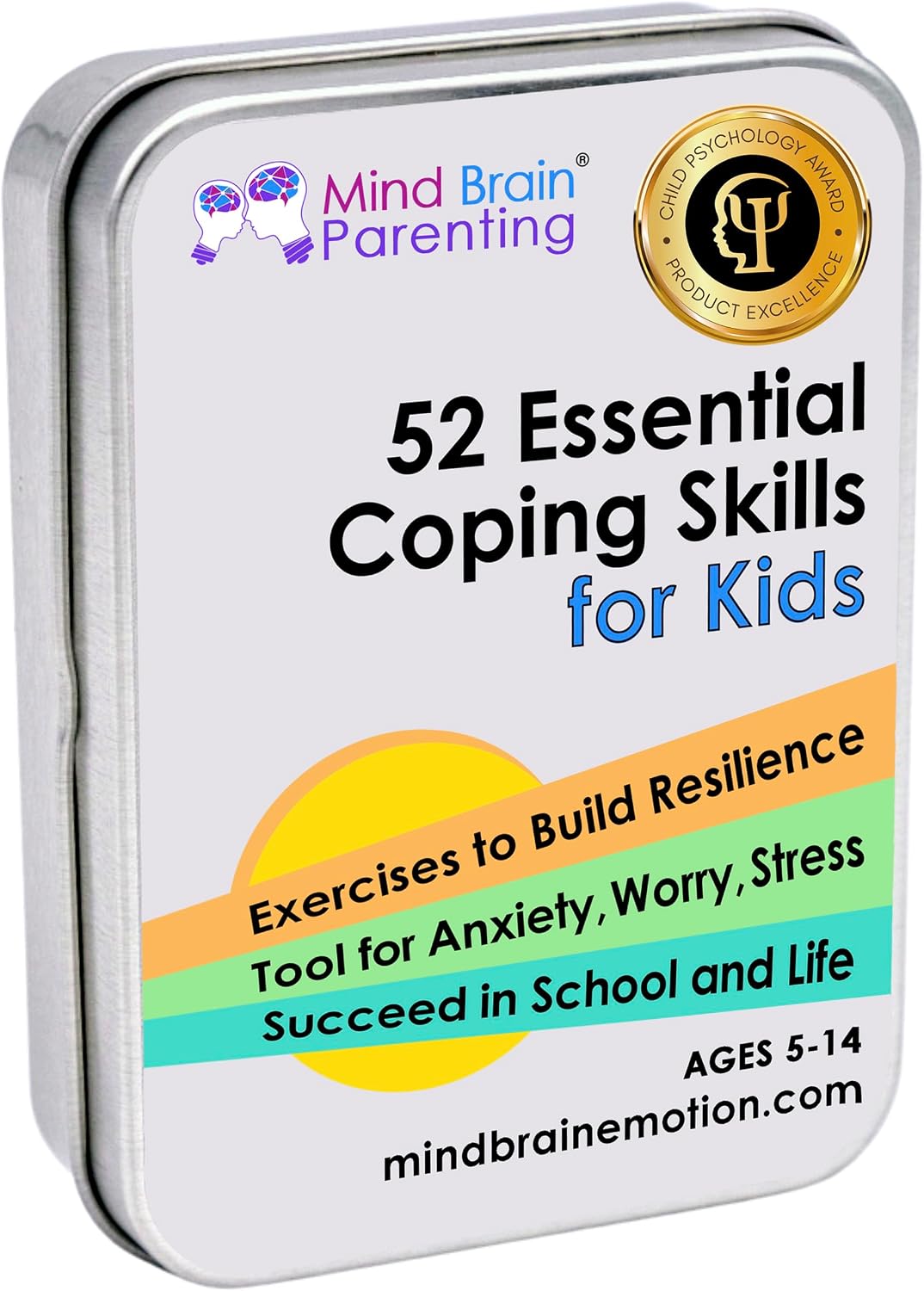 Mind Brain Emotion 52 Essential Coping Skills for Kids: Mindfulness CBT Cards for Stress, Anxiety, Anger, Executive Functioning, Coping Strategies for Anxious Generation, Family, School Therapy Game