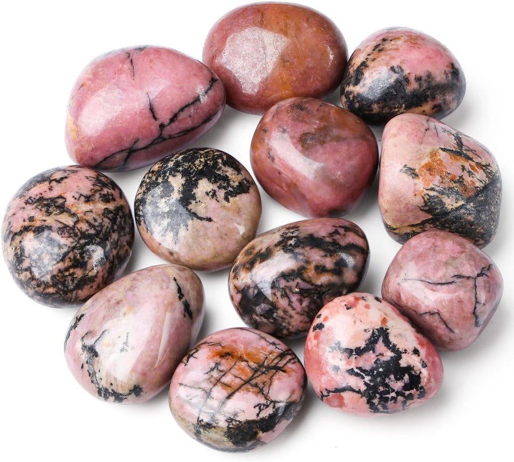 DUQGUHO Rhodonite Crystals Healing Crystal Stones Set Natural Crystals Bulk Irregular Stones 0.45 lbs