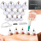 Cupping Therapy Set 12 Massage Cups Cupping Set with Pump Vacuum Suction Cups for Body Cellulite Massage Back Pain Relief, Chinese Acupoint Physical Hijama