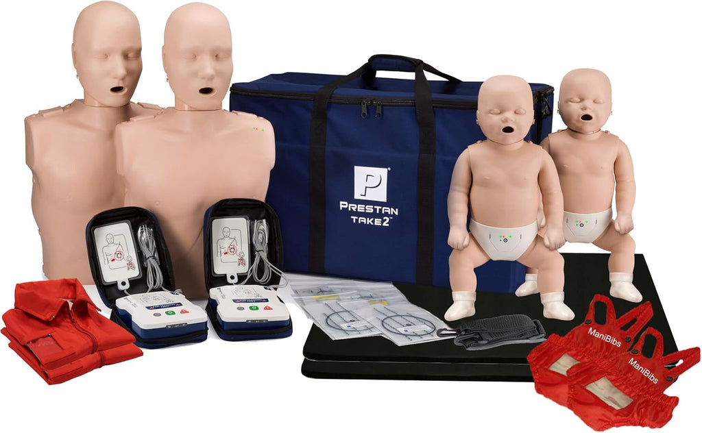 MCR Medical Prestan Take2 CPR Manikin & UltraTrainer Kit with Feedback (2-Adult, 2-Infant, & 2-UltraTrainers) and Accessories