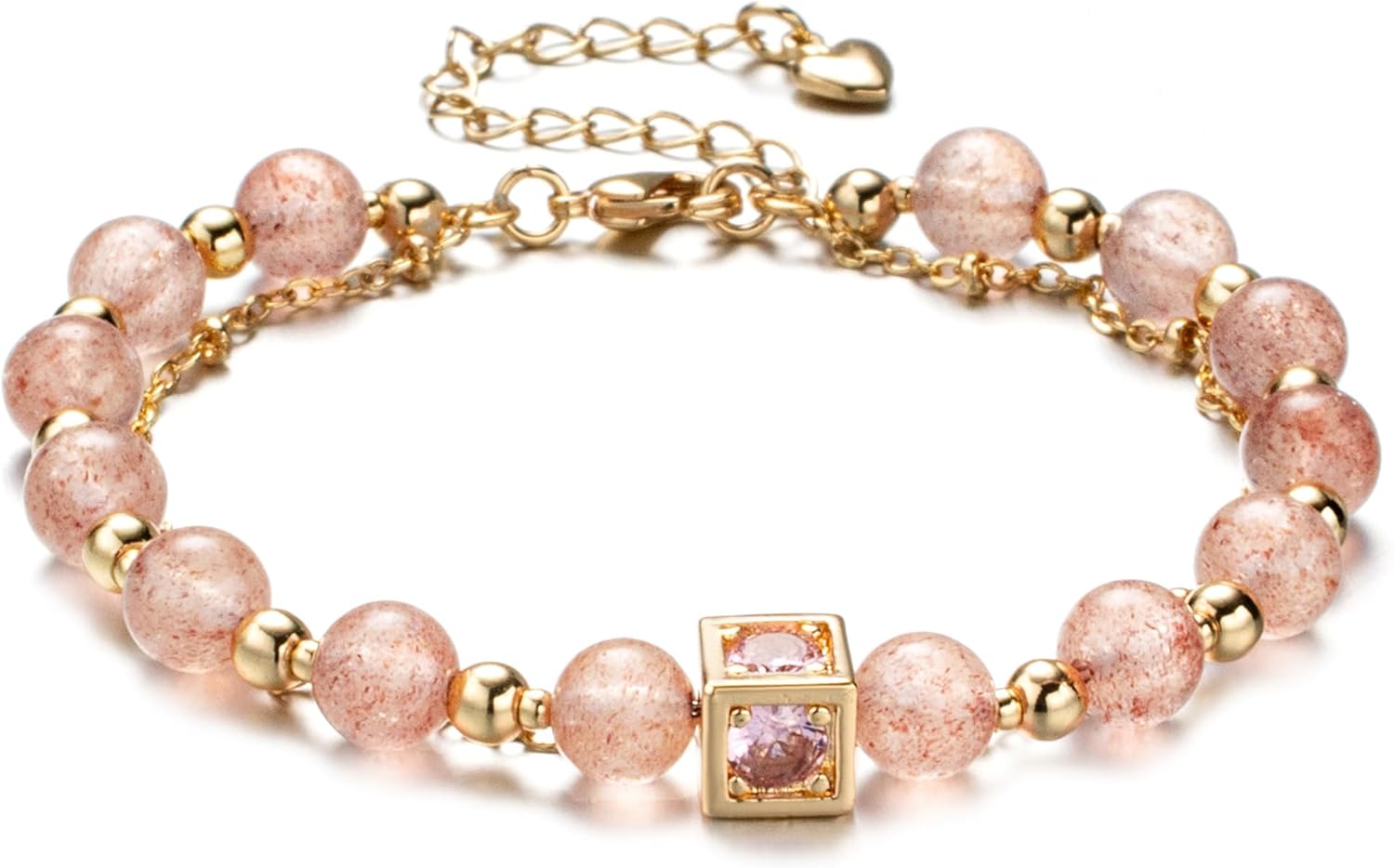 Luxury Handmade Natural Crystal Gemstone Bracelet 14K Gold-Plated Chain,Elegant Unique Jewelry for Women Gift Ready for Her Girlfriend Mother