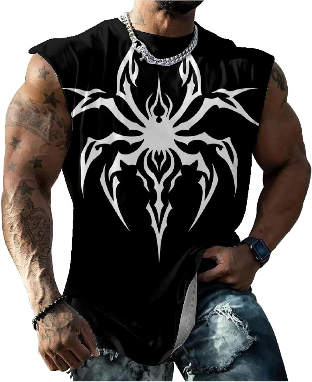 Mens Tank Top Graphic Muscle Big and Tall Athletic Gym Workout Funny Running Tank Top Undershirt for Men