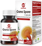 Organic Reishi Mushroom Capsules with 100% Ganoderma Lucidum Reishi Spore Powder for Boost Immune System, Vegan, All Natural, Non-GMO & Gluten Free, 90 Veggie Capsules