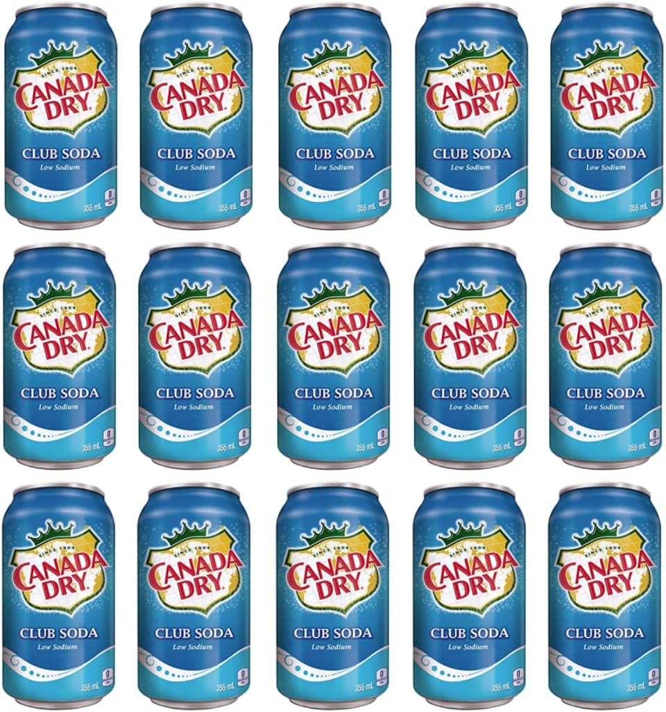 Canada Dry Club Soda Sparkling Seltzer Water, 12oz Can (Pack of 15, Total of 180 Oz)