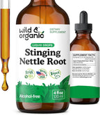 Wild & Organic Stinging Nettle Tincture - Stinging Nettle Root Extract Drops for Men & Women - Liquid Urtica Dioica Supplement - Vegan, Sugar & Alcohol-Free - 4 fl oz