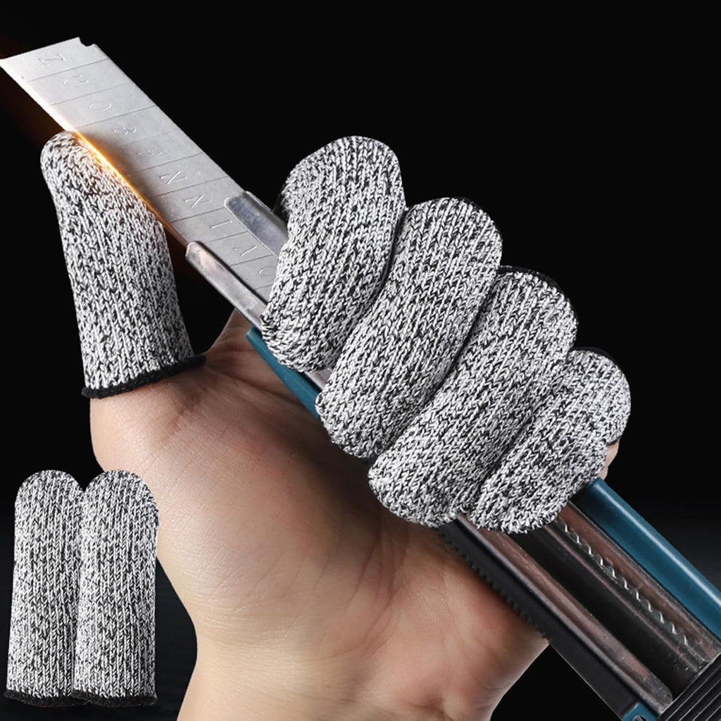 20 PCS Finger Cots Cut Resistant Protector,Cut Resistant Finger Protectors for Kitchen,Work,Anti-Slip,Reusable(Grey)
