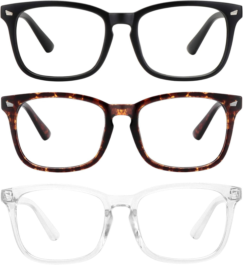 MEETSUN Blue Light Blocking Glasses, Anti Eye Strain Headache (Sleep Better), Computer Glasses UV400 Transparent Lens (Black + Tortoise + Clear)