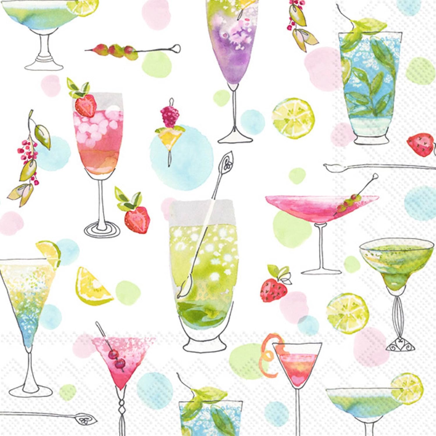 IHR Ideal Home Range - Paper Napkins COCKTAILS FOR HER 20-Count 3-Ply Cocktail Napkins 5 x 5 inches