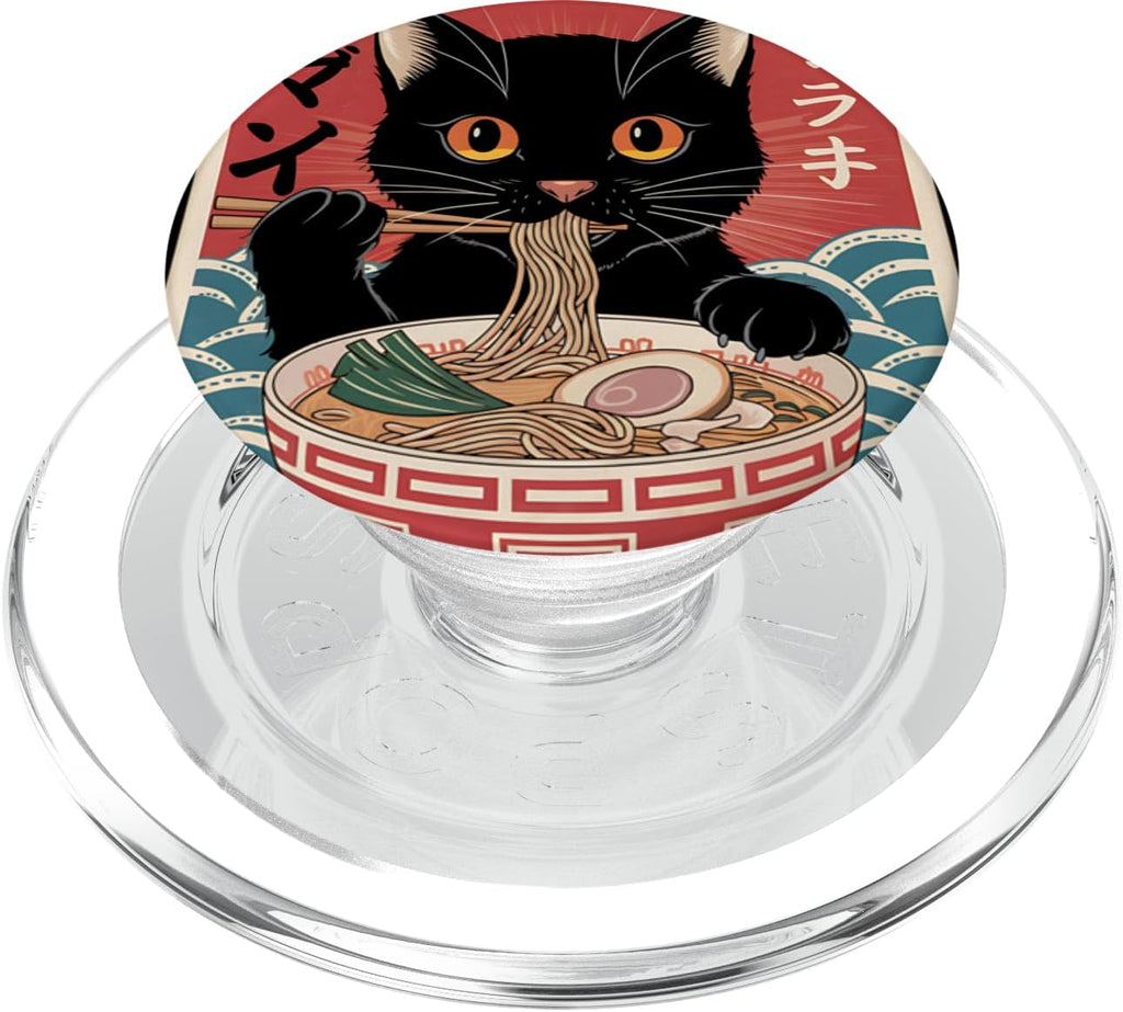 Cat Ramen Japanese Funny Kawaii Cat Graphic Mens Gifts Anime PopSockets PopGrip for MagSafe