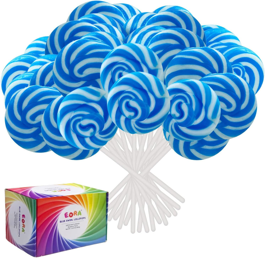 32 Pack Something Blue Twisty & Swirl Lollipops - Lollipop Candy Individually Wrapped Bulk for Wine Day - Candy Swirl Lollipops Suckers for Wedding, Baby Shower and Birthday