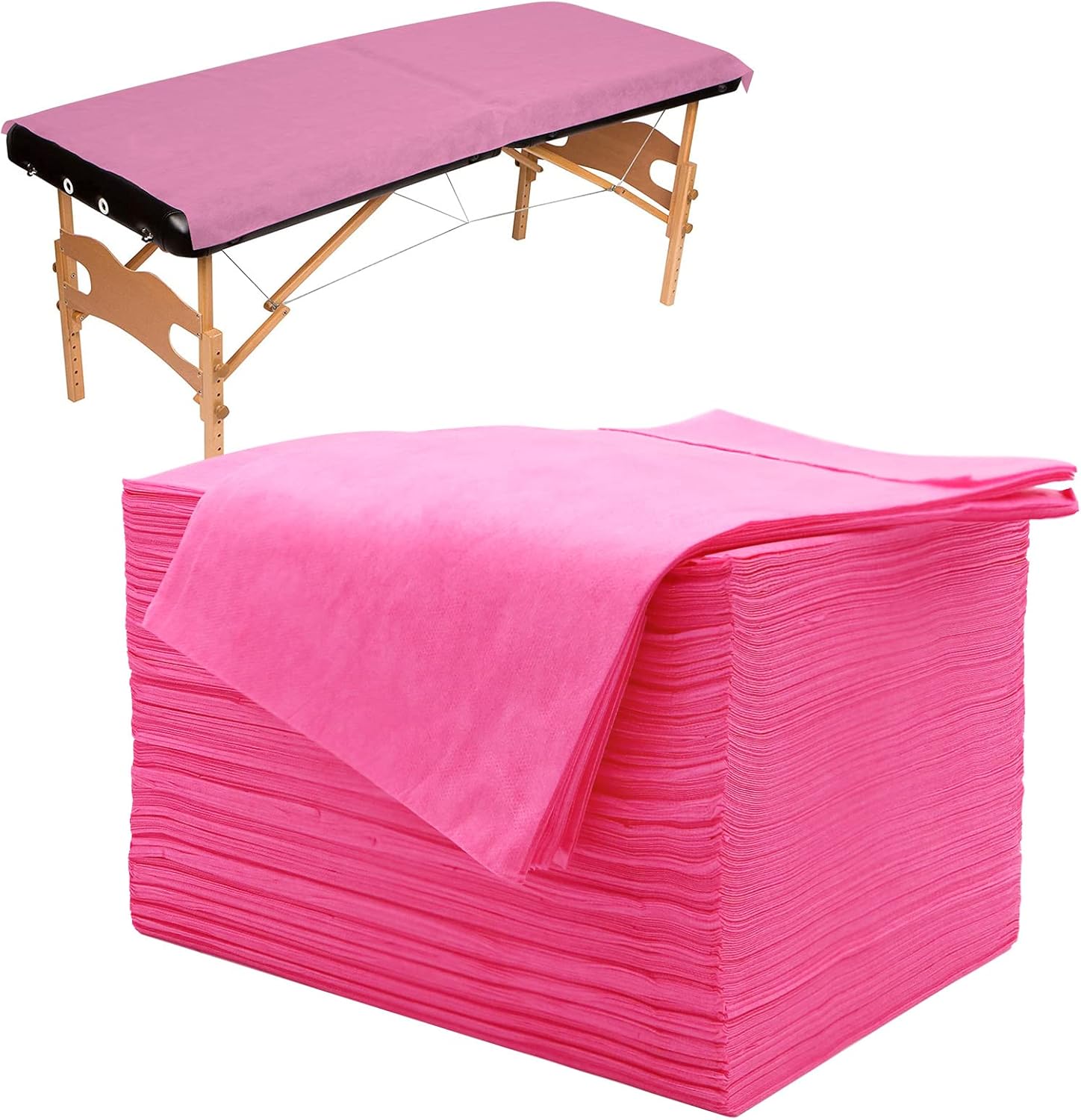 100pcs Massage Table Sheets, Disposable Bed Sheets Soft Non woven Fabric Spa Bed Sheets Breathable For Massage Beauty Salon Eyelash Wax Tattoo Bed Covers, 31" x 71" Pink