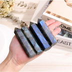 Jovivi Labradorite Healing Crystal Wands,3.5"-4" Natural Polishied Hexagonal Point Chakra Crystal Wand for Reiki Energy Meditation Stone Home Decor Collection Gift 1PC