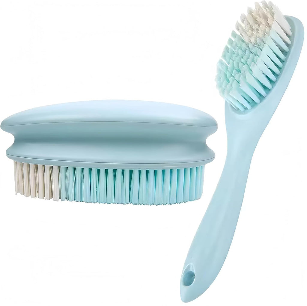 2 Pack Soft Bristle Cleaning Scrub Brush Laundry Brush Scrubber Brush for Clothes, Carpet and Fabric Stain Removal, Scrubbing Brush with Ergonomic Handle (Blue)