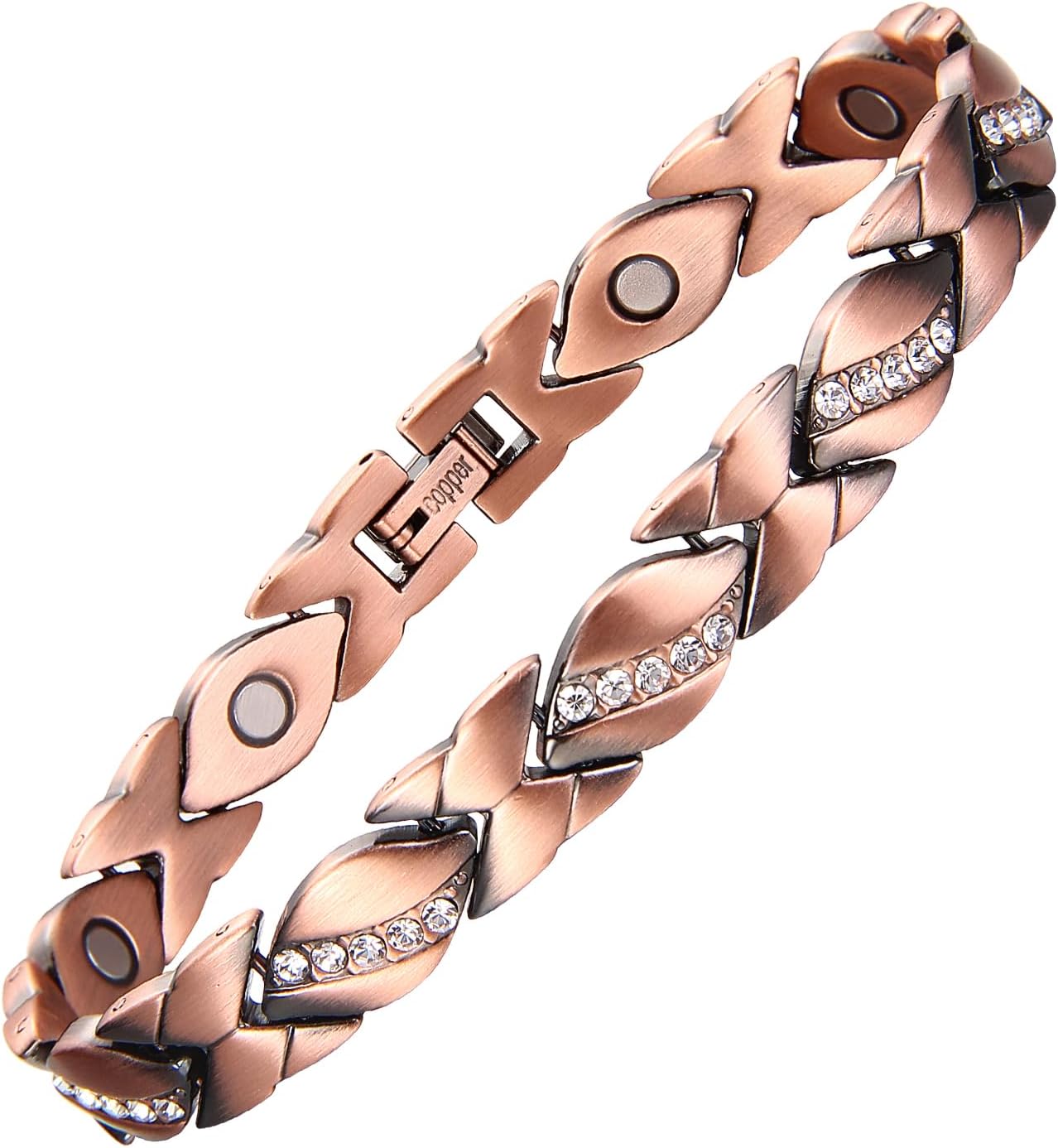 99.99% Pure Copper Magnetic Bracelet and Ring Set for Women, Heart Wire Design Adjustable Jewelry with 3800 Gauss Magnets, Elegant Gift Box