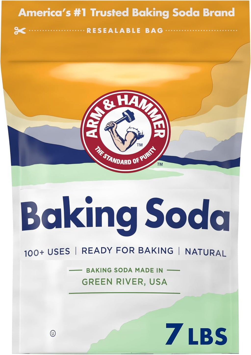 ARM & HAMMER Baking Soda, Multi-Purpose 100% Pure Sodium Bicarbonate Powder for Cooking, Baking, Cleaning, Laundry, Deodorizing, DIY & More, 7 Lbs