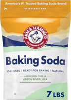 ARM & HAMMER Baking Soda, Multi-Purpose 100% Pure Sodium Bicarbonate Powder for Cooking, Baking, Cleaning, Laundry, Deodorizing, DIY & More, 7 Lbs