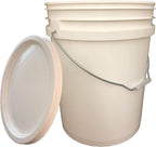 Outdoor 5 Gallon Bucket with Lid - Durable All Purpose Pail (White, 1) Perfect for Fishing Trips, Boating, Camping, RVs, Home, Garage, or Job site use