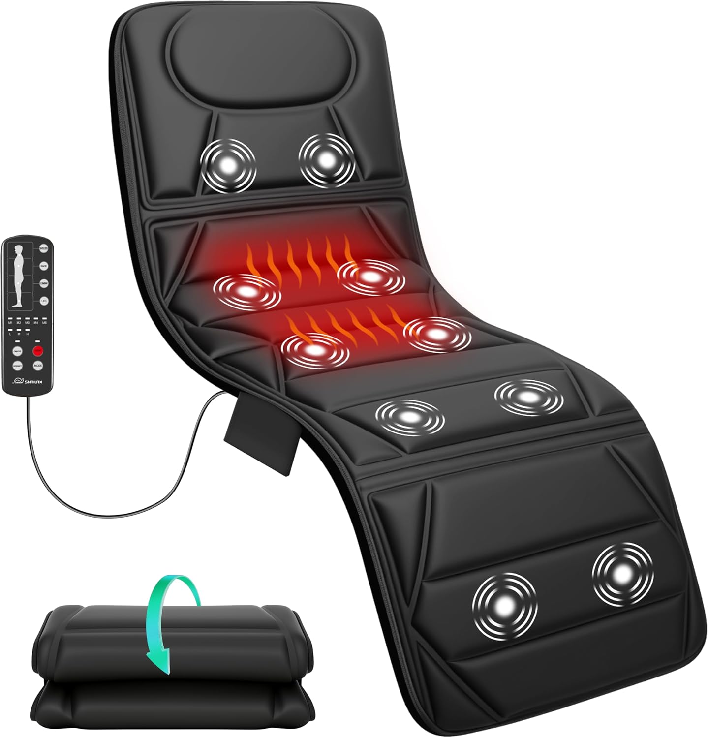 Full Body Massage Mat Pad for Bed, Massage Chair Pad with 10 Vibration Motors & 5 Massage Modes, Vibrating Heating Massage Mattress Pad for Back,Massager with Auto Shut Off, Gift for Men Women