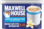 Maxwell House Instant Cafe-Style Beverage Mix, Easy to Prepare, 1 Canister, for Quick Morning Coffee or Afternoon Treat, French Vanilla Cafe, Kosher Dairy, 8.4 oz