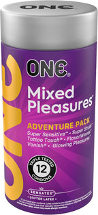 ONE 1 Mixed Pleasures Assorted Condoms, Pack of 12