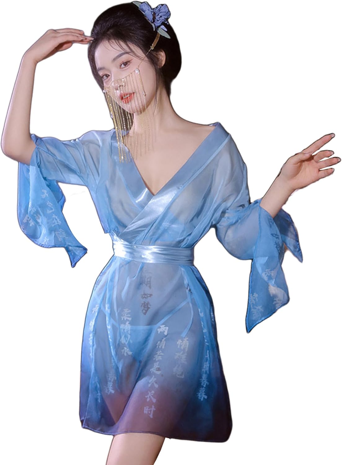 SINMIUANIME Women's Sexy Cosplay Japanese Kimono Traditional Style Yukata Printed Pajamas Costumes
