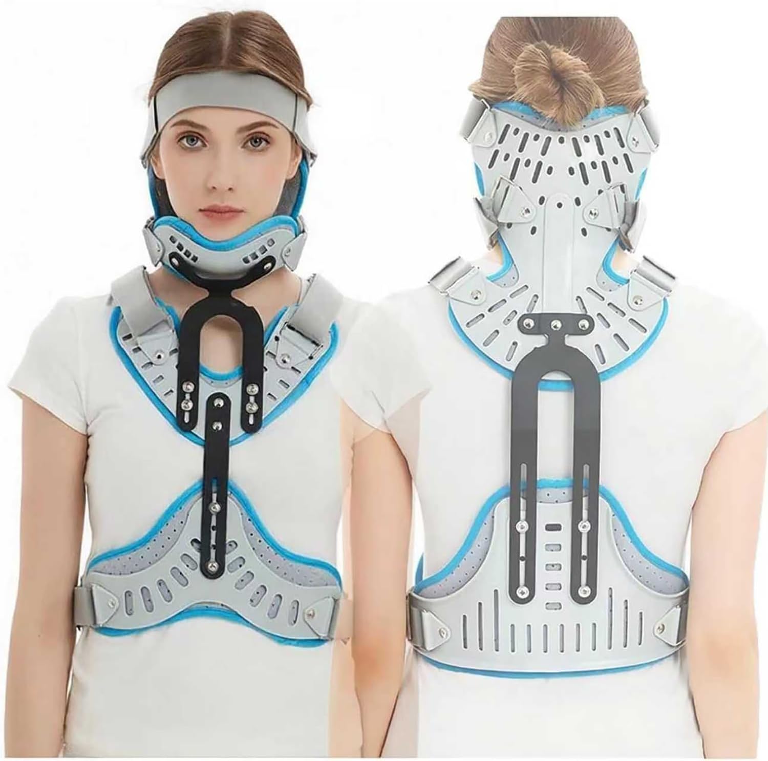 COYEUX Orthosis Cervical Thoracic, Looseness/Height Adjustable, U-Shaped Jaw Support, Cervical Neck Traction Device, for Cervical Spine Fractures and Dislocations