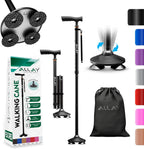 Allay Walking Canes for Men & Women - Adjustable Canes for Women for Stability, Self Standing Wide Quad Pivot Base, Light Weight, Soft Handle Grip and Travel Bag, Walking Sticks for Seniors & Adults